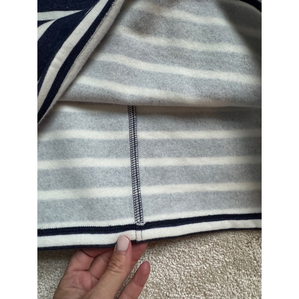 J.Crew Sweatshirt Womens M Navy Blue White Striped Mock Neck Fleece Lined Boxy - Picture 6 of 8